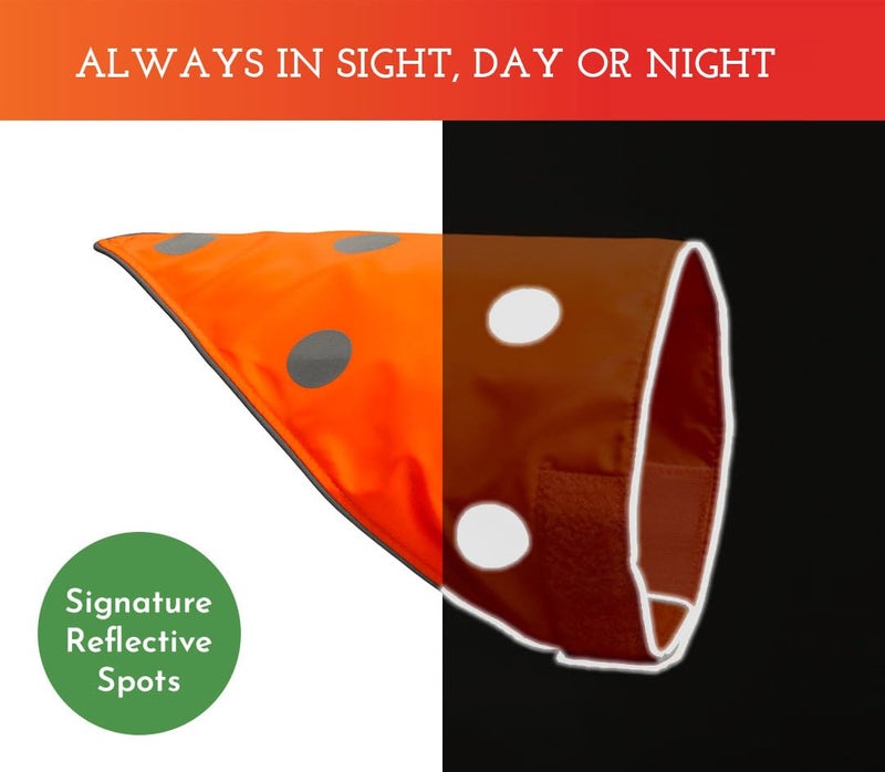 SPOT THE DOG! Reflective Dog Bandanas - High Visibility Safety Dog Accessories for Small, Large Dogs, Orange Collar, Scarf, Kerchief, Bib for Hunting, Camping, Walking at Night (Blaze Orange, L-XL) - Image 2