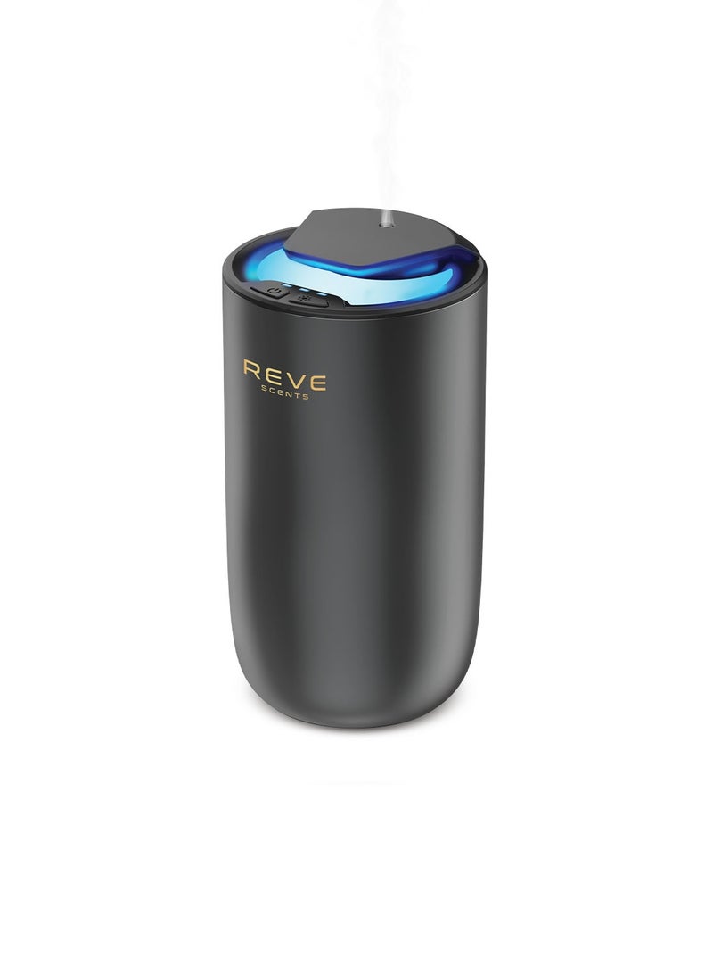 REVE SCENTS جهاز توزيع الروائح REVE Scents معطر هواء يدوم طويلاً للاستخدام في المنزل والسيارة، جهاز عطر بدون ماء، موزع زيت أساسي للعلاج العطري، يعمل لمدة 10 ساعات مع إيقاف تشغيل تلقائي، قابل لإعادة الشحن مع 3 أضواء محيطة مدمجة - Image 1