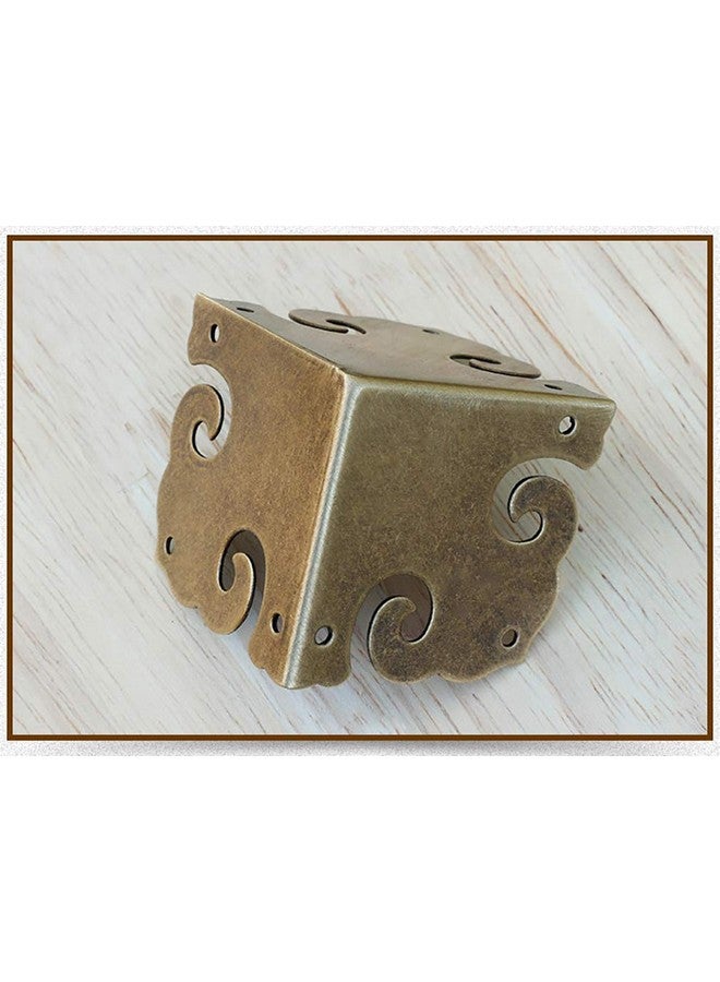 Tiazza 4Pcs Vintage Pure Brass Corner Protectors Antique Hardware Desk Edge Wooden Jewelry Gift Box Cabinet Three Sides Full Encase Corner Guard (Antique Bronze) - Image 3