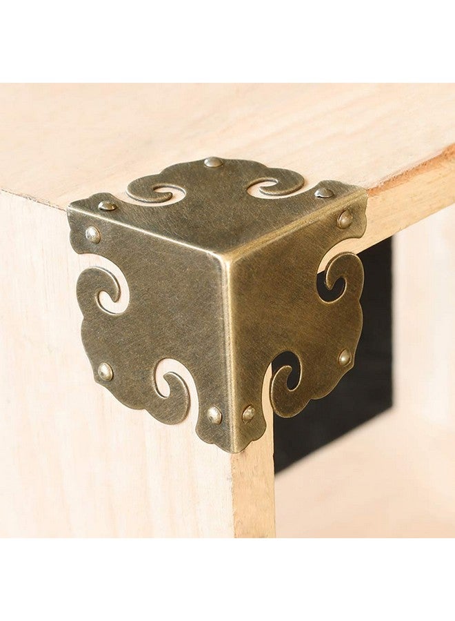 Tiazza 4Pcs Vintage Pure Brass Corner Protectors Antique Hardware Desk Edge Wooden Jewelry Gift Box Cabinet Three Sides Full Encase Corner Guard (Antique Bronze) - Image 5