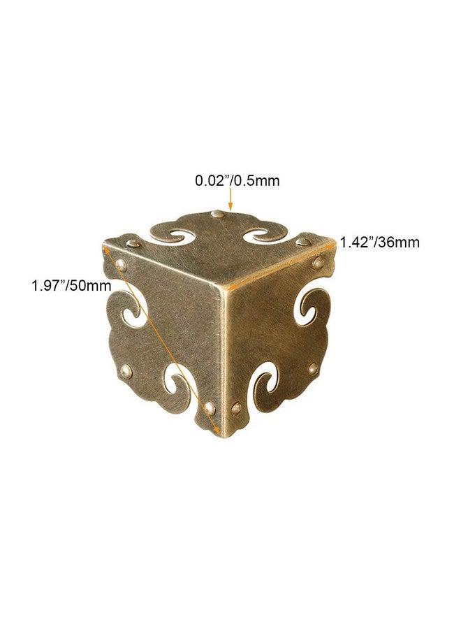 Tiazza 4Pcs Vintage Pure Brass Corner Protectors Antique Hardware Desk Edge Wooden Jewelry Gift Box Cabinet Three Sides Full Encase Corner Guard (Antique Bronze) - Image 2