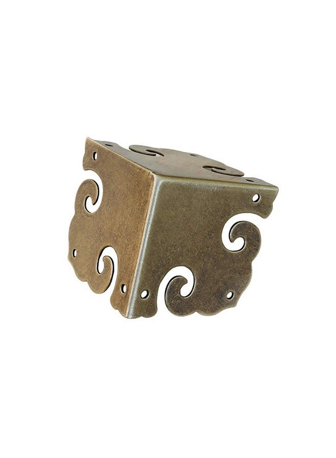 Tiazza 4Pcs Vintage Pure Brass Corner Protectors Antique Hardware Desk Edge Wooden Jewelry Gift Box Cabinet Three Sides Full Encase Corner Guard (Antique Bronze) - Image 4