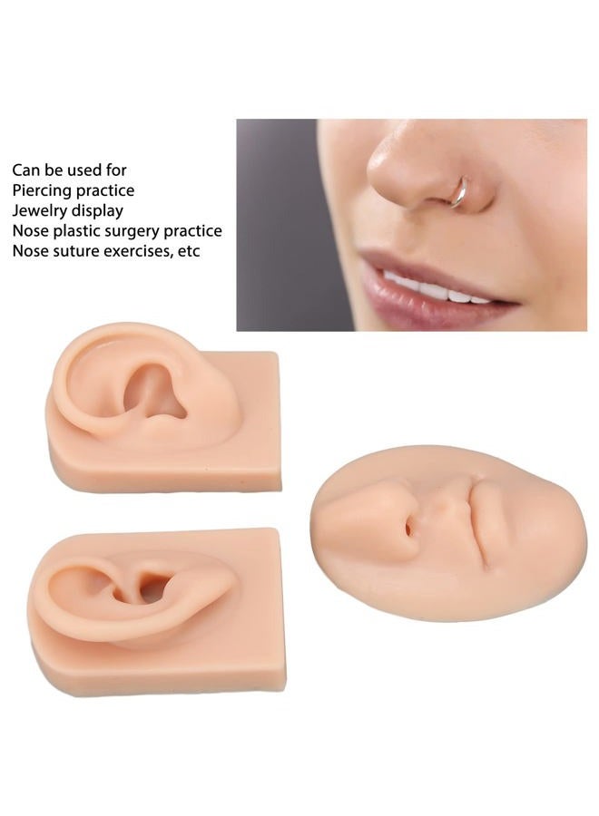 Jiawu Silicone Ear Model, Soft Silicone Nose Model, 3D Nose and Mouth Model for Piercing Practice, Silicone Body Parts, Human Ear Model, Silicone Flexible Model for Jewelry Display (#2) - Image 2