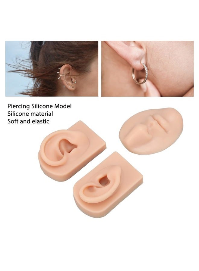 Jiawu Silicone Ear Model, Soft Silicone Nose Model, 3D Nose and Mouth Model for Piercing Practice, Silicone Body Parts, Human Ear Model, Silicone Flexible Model for Jewelry Display (#2) - Image 3
