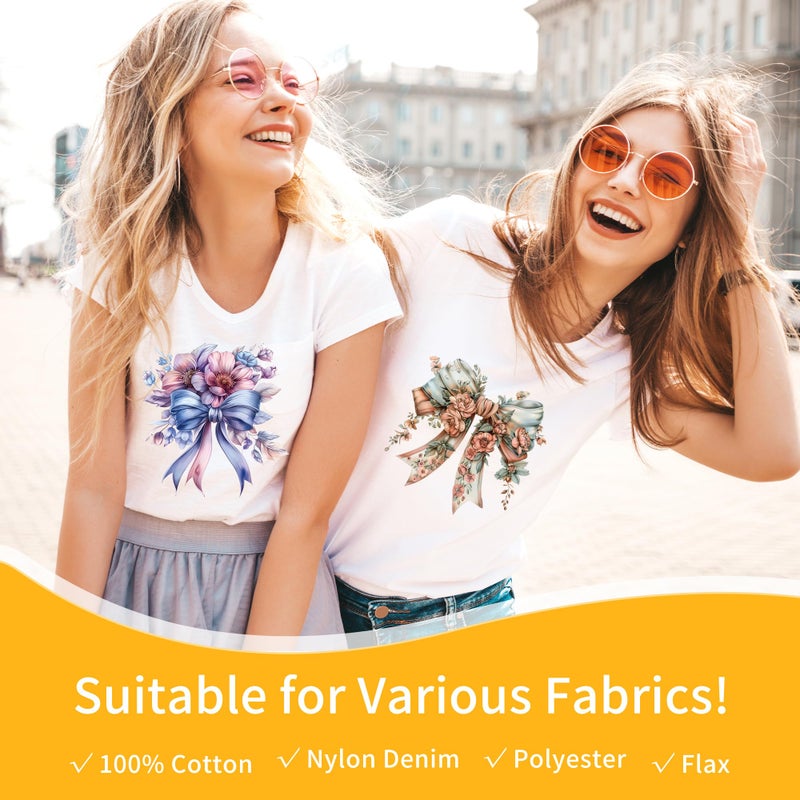 EoBeCy 16 Sheets Floral Bow Iron on Transfers for T-Shirts, Vintage DTF Transfers Ready to Press Heat Transfers Vinyl, Iron on Patches Decals for Clothes Backpack Bag Pillow Covers DIY Crafts - Image 5