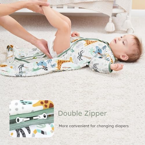 Yoofoss Baby Sleep Sack 6-12 Months Long Sleeve Wearable Blanket Baby 100% Organic Cotton 2-Way Zipper 0.5 Tog Infants Sleeping Sack, Lightweight(Medium) - Image 2