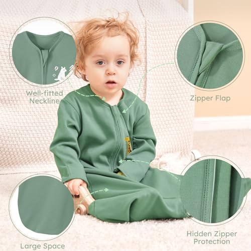 Yoofoss Baby Sleep Sack 6-12 Months Long Sleeve Wearable Blanket Baby 100% Organic Cotton 2-Way Zipper 0.5 Tog Infants Sleeping Sack, Lightweight(Medium) - Image 5