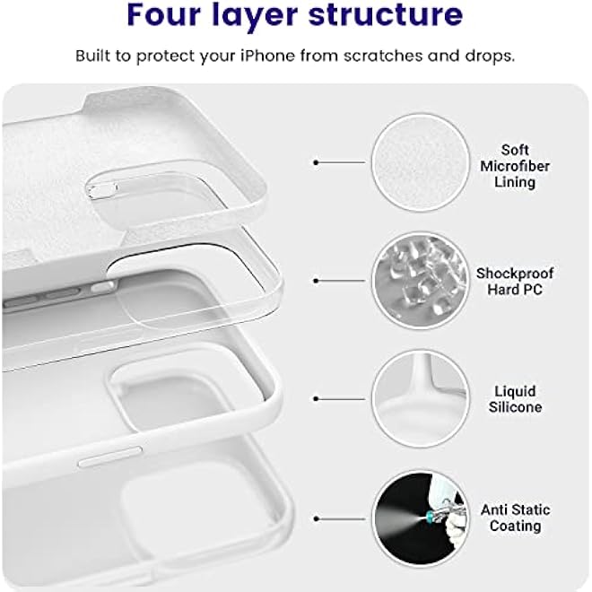 OTOFLY Designed for iPhone 14 Pro Max Case Silicone Shockproof Slim Thin Phone Case for iPhone 14 Pro Max 67 inch White - Image 2