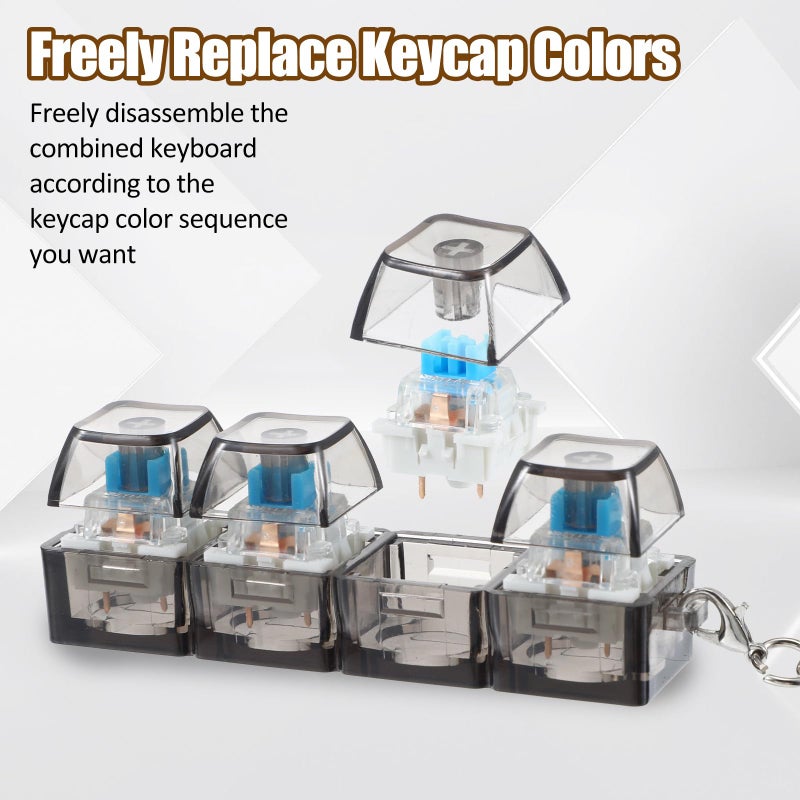 Wanmu 2Pcs Keyboard Fidget Toys, Keyboard Clicker Fidget with 3 Kinds Touch Experience, Fidget Keyboard Keychain Decompression Toys Button Stress Relief Gifts to Relief Stress Pass The Time - Image 4