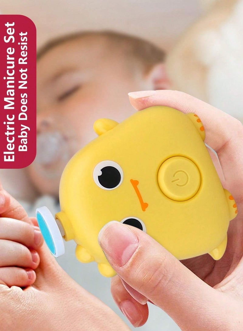 Twisoo Electric Baby Nail File Trimmer Kit – Ergonomic, Quiet Baby Nail File with 3 Safe Grinding Heads, Harmless Design for Infants’ Toenails & Fingernails Cartoon Shape (Cream) - Image 2