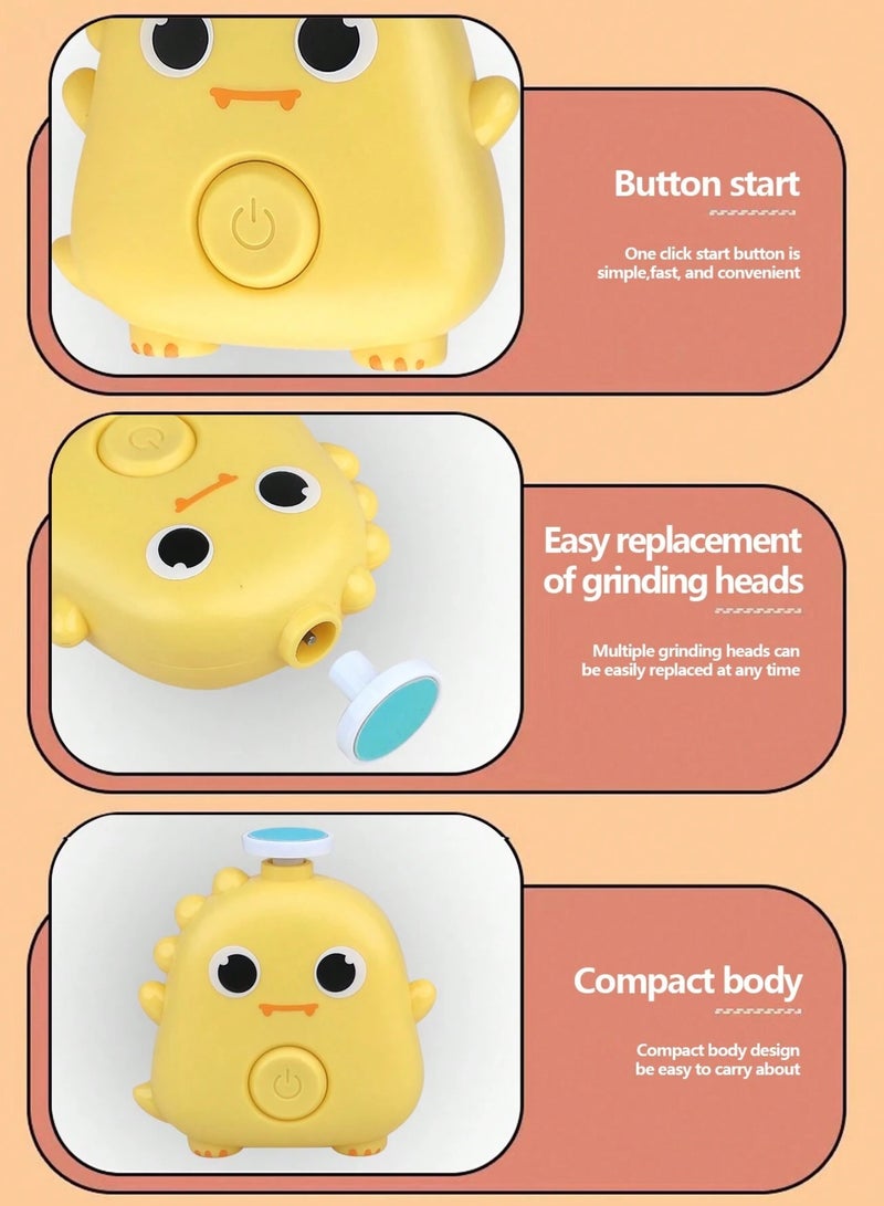 Twisoo Electric Baby Nail File Trimmer Kit – Ergonomic, Quiet Baby Nail File with 3 Safe Grinding Heads, Harmless Design for Infants’ Toenails & Fingernails Cartoon Shape (Cream) - Image 4