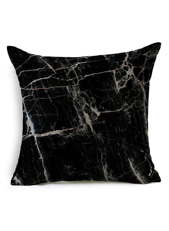 شاربدو غطاء وسادة بنقشة هندسية من الرخام الأسود/البيج مقاس 45 × 45 سم