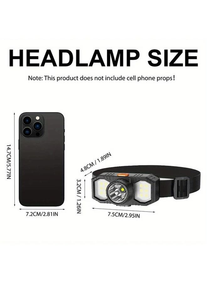USB Rechargeable LED Headlamp With COB Floodlight Portable Outdoor Work Light - Image 5