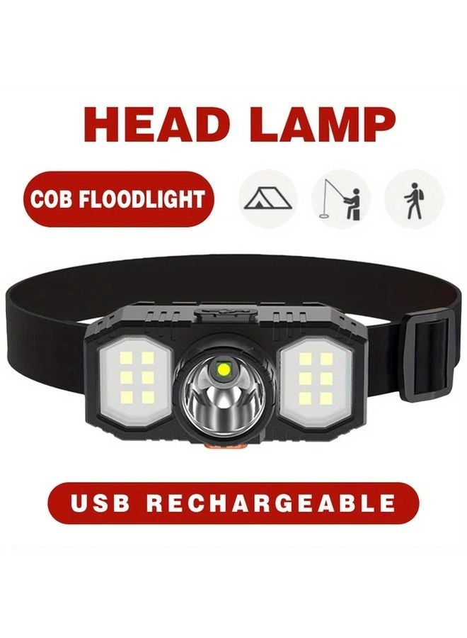 USB Rechargeable LED Headlamp With COB Floodlight Portable Outdoor Work Light - Image 3