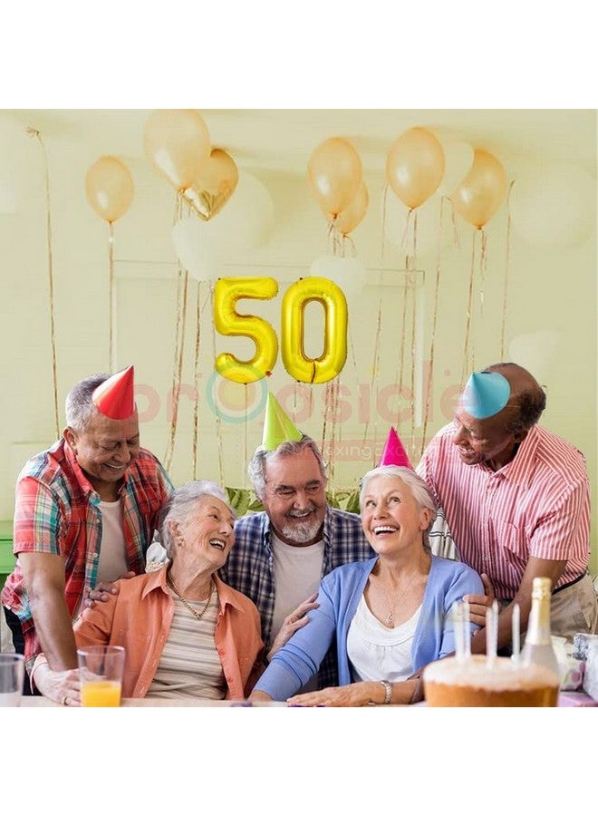 Propsicle 16 inch Birthday Foil 50 Number Helium Balloon Party Decoration Golden Jubilee Pack of 2 | 50 Year No. Balloons Birthday/Anniversary | Fifty Number - Image 5