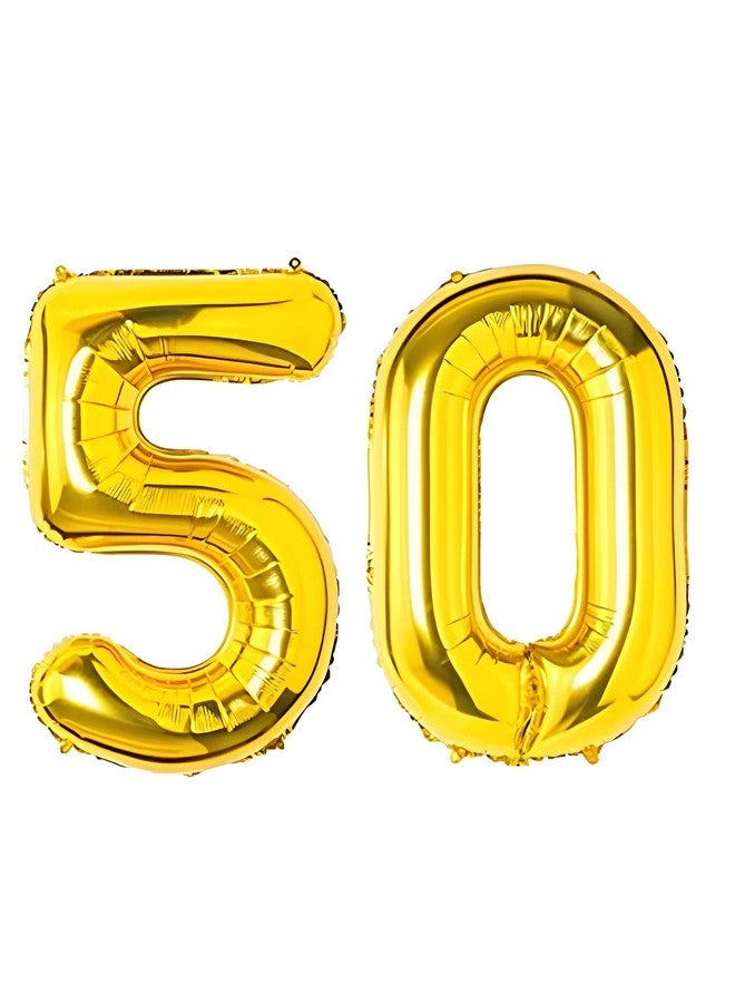 Propsicle 16 inch Birthday Foil 50 Number Helium Balloon Party Decoration Golden Jubilee Pack of 2 | 50 Year No. Balloons Birthday/Anniversary | Fifty Number - Image 1