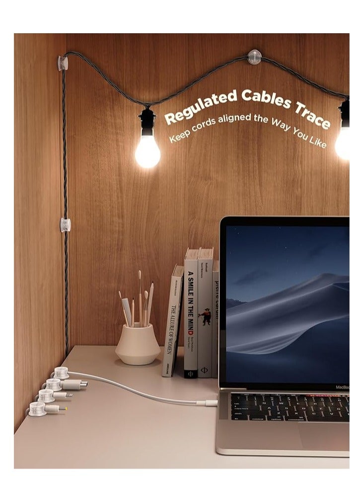 T NEWFUN 6 Pack Magnetic Cable Clips 【Cable Smooth Adjustable】 Cord Holder, Under Desk Cable Management, Adhesive Wire Holder Keeper Organizer (Transparent) - Image 3
