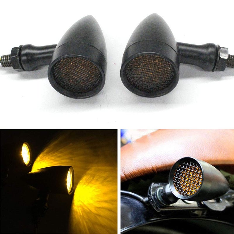 Rich Choices 2pcs Black 15 LED Motorcycle Stop Brake Running Turn Signal Indicator Amber Lights For Harley Honda Chopper Black with netAmber Light