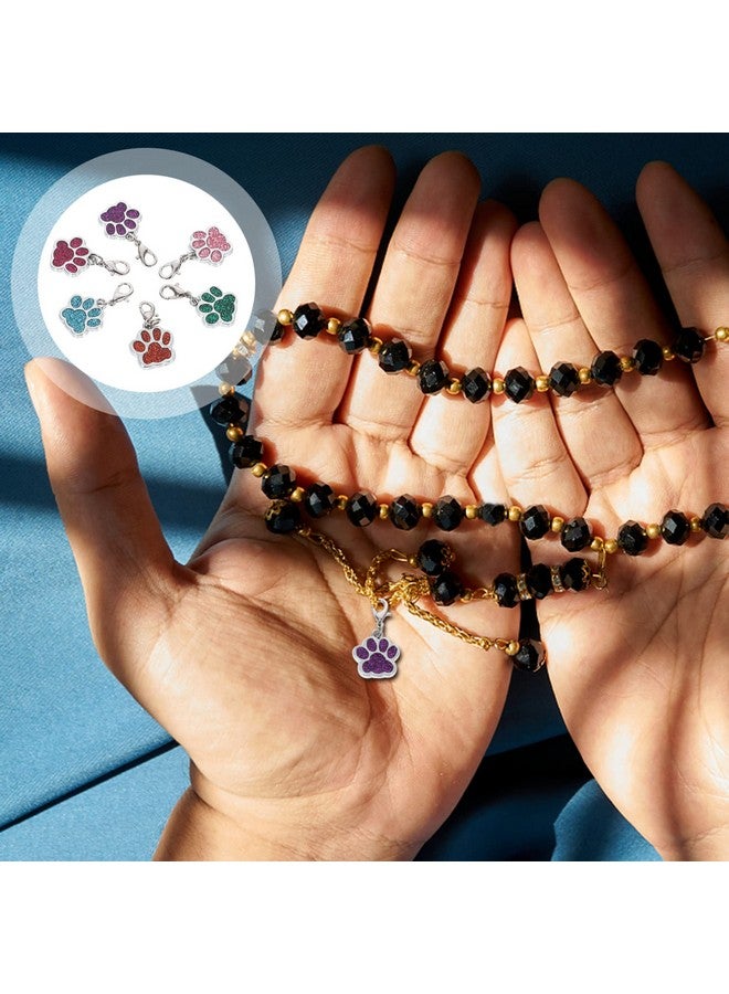 VICASKY 12Pcs Dog Paw Print Charm Clip On Lobster Claw Clasp Colorful Animal Cat Paw Footprint Pendant For Key Chain Craft Diy Jewelry Making Bracelet Necklace Mixed Color - Image 4