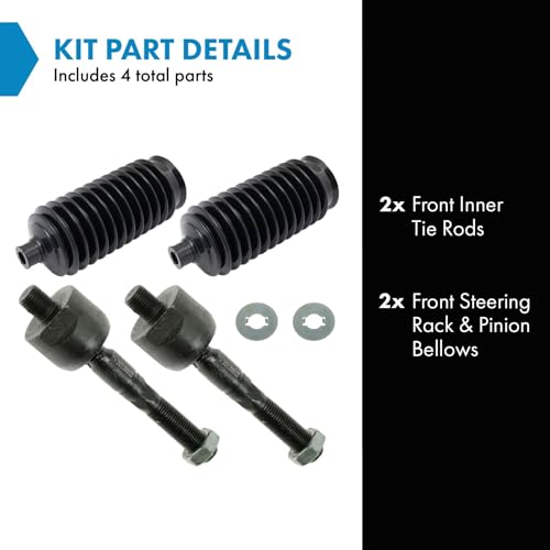 TRQ Front Steering Kit Steering Rack & Pinion Bellow Tie Rod Compatible with 2003-2007 Honda Accord - Image 2