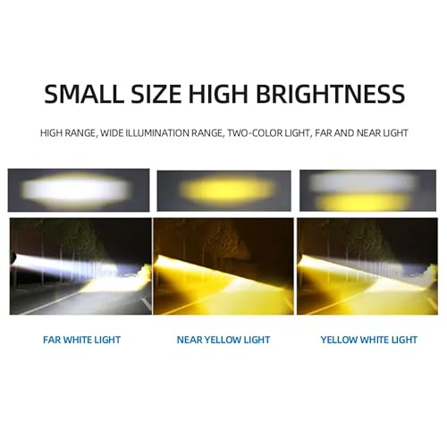 Aksmit Super Bright 2 LED Fog Light Lens Projector Dual Color White & Yellow With High & Low Beam For All Motorbike, Scooty & ATVs (Set of 1) - Image 4