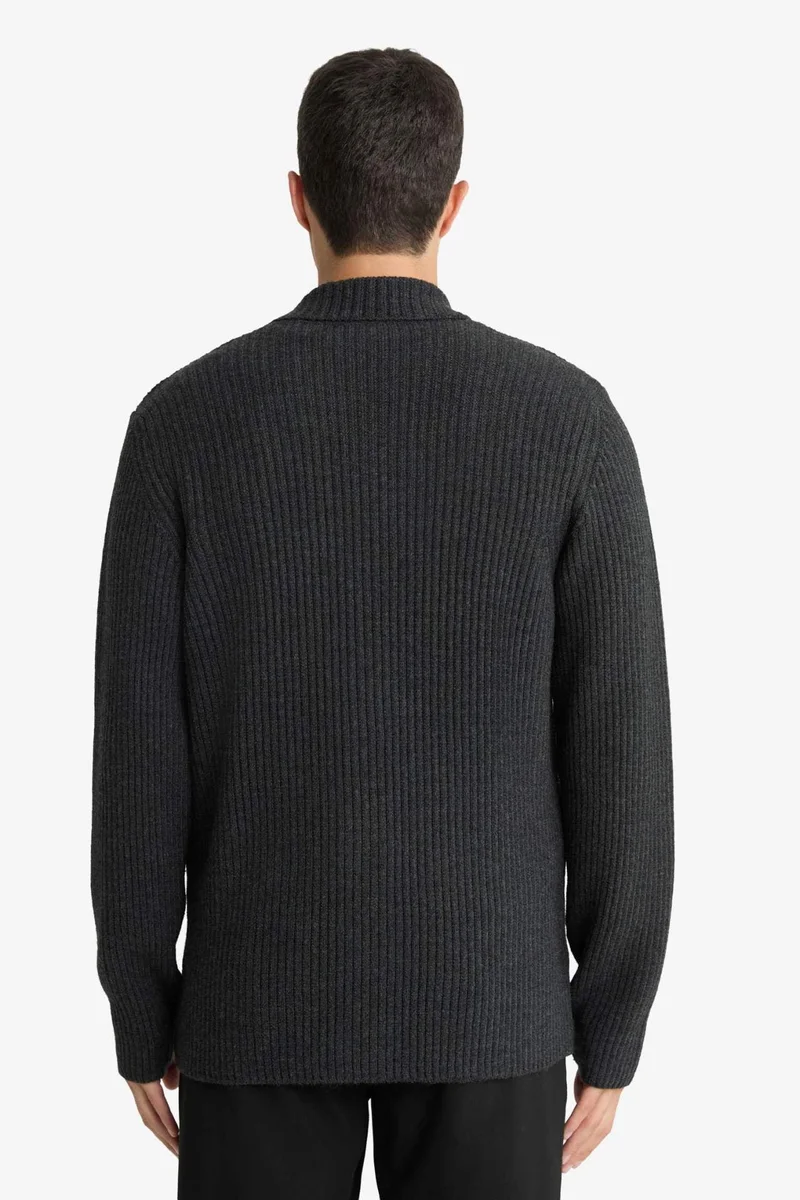 Defacto  Standard Fit Jacket Collar Knitwear Cardigan for Men | Best Price UAE