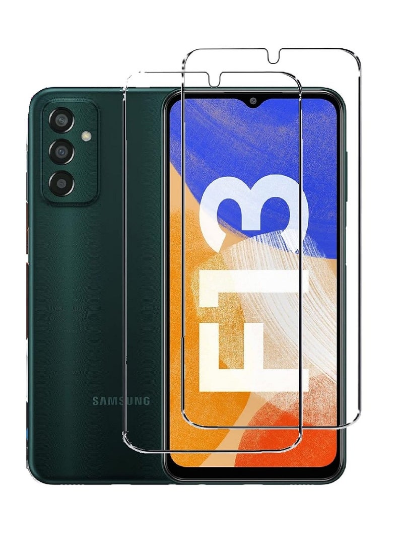 Super 2 Pieces Tempered Glass Screen Protector Clear Designed For Samsung Galaxy F13 Full Screen Coverage And Bubble Free - Image 1