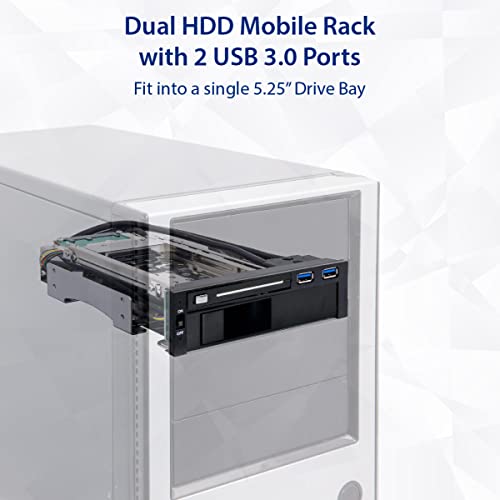 Syba SY-MRA55006 5.25" Bay Tray Less Mobile Rack for 3.5" and 2.5" Sata III HDD with Extra 2 Port USB 3.0, Black/White - Image 4