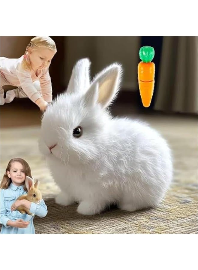 Bunby Lapin De Pâques Réaliste – Peluche Interactive Aux Oreilles Qui Bougent – Blanc/marron – Doux Et Réactif