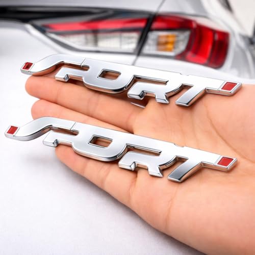 PLENARO Sport Car Emblem Badge Sticker for Car Exterior & Interior | 3D Metal Look | Strong Adhesive | Waterproof & Fade-Resistant | Universal Fit for Cars, Bikes & Scooters (Silver, Pack of 2) - Image 1