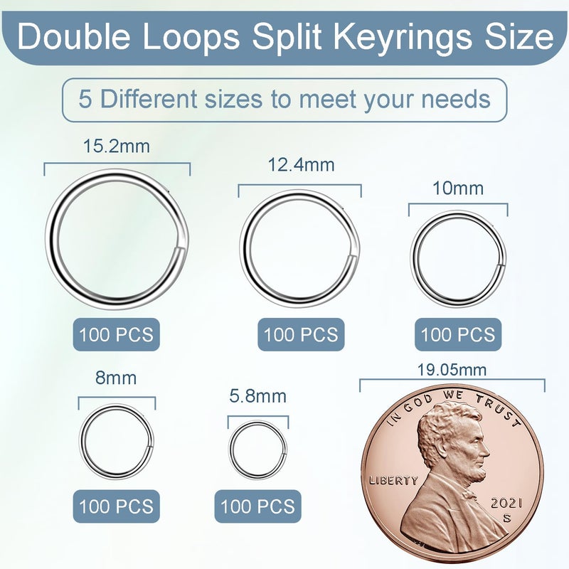 CooBigo 100 PCS 6mm Mini Split Ring for Jewelry Making, Double Loops Round Split Jump Rings Necklaces Bracelets Earrings Metal Tiny Keychains Key Rings for Pet Collar Tag DIY Craft Accessories - Image 3