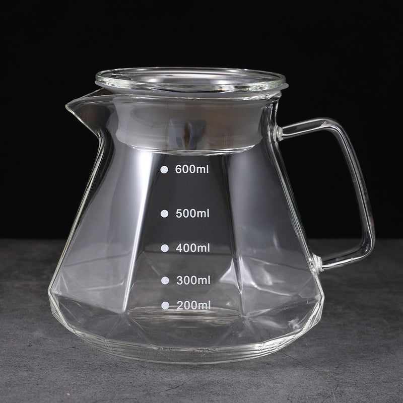 Transparent Color Borosilicate Glass Diamond Coffee Pot V60 Filter Cup Set Heat-Resistant Cloud Pot Fair Cup - Image 4