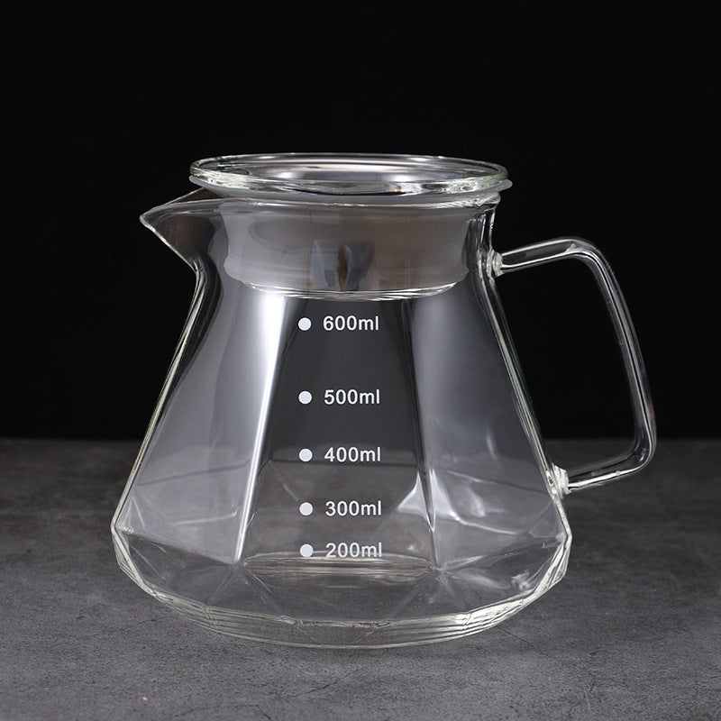 Transparent Color Borosilicate Glass Diamond Coffee Pot V60 Filter Cup Set Heat-Resistant Cloud Pot Fair Cup - Image 1