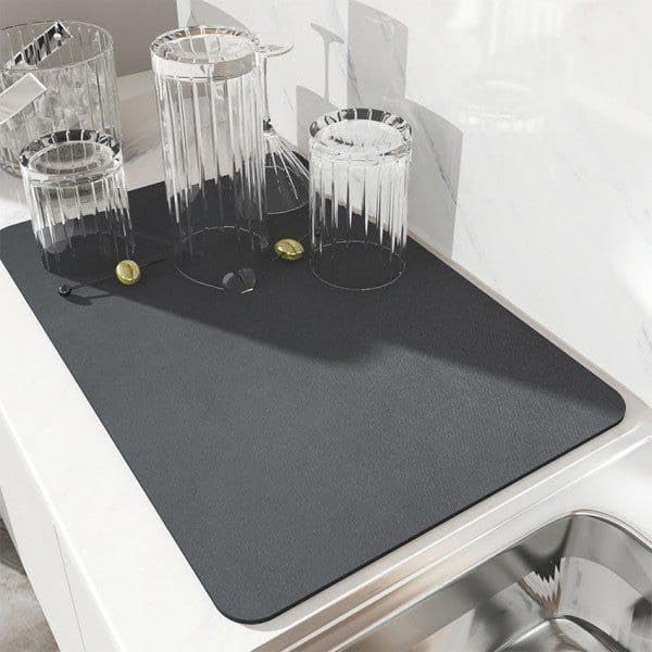 V TRIVYOM Dish Drying Mat for Kitchen Water Absorbent Mat Utensils Large Dry Mat for Kitchen Drying Mat for Kitchen Place Mats 60x40 CM Pack of 1