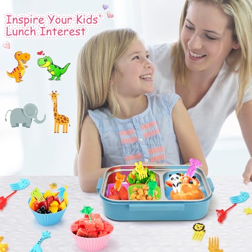 DOUDOULE 100PCS Silicone Lunch Box Dividers for Kids Lunch Accessories Set, Including 24 Reusable Silicone Cupcake Liners Baking Muffin Cups with 76 Animal Food Picks for Kids, Lunchbox Bento Box Accessories - Image 2