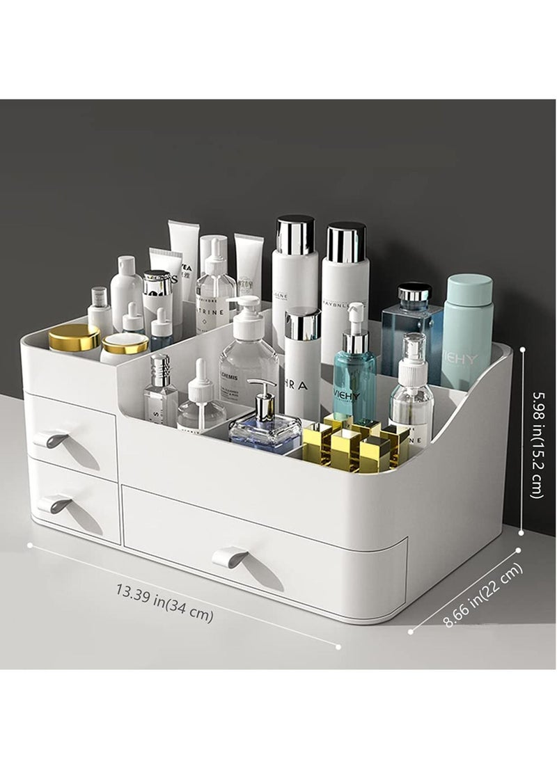 Suntown منظم مكياج للطاولة، منظم مكتب بسعة كبيرة مع أدراج لمستحضرات التجميل وأحمر الشفاه والمجوهرات والعناية بالأظافر والعناية بالبشرة، مثالي لغرف النوم وأسطح الحمام - أبيض كبير - Image 2