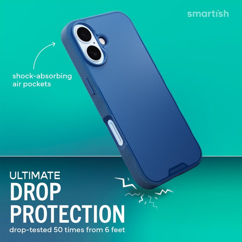 SmartishÂ® iPhone 17 MagSafe Case - Gripmunk Magnetic Slim Case [Lightweight + Protective] Thin Grip Cover with Microfiber Lining for Apple iPhone 17 - Blues on The Green - Image 2