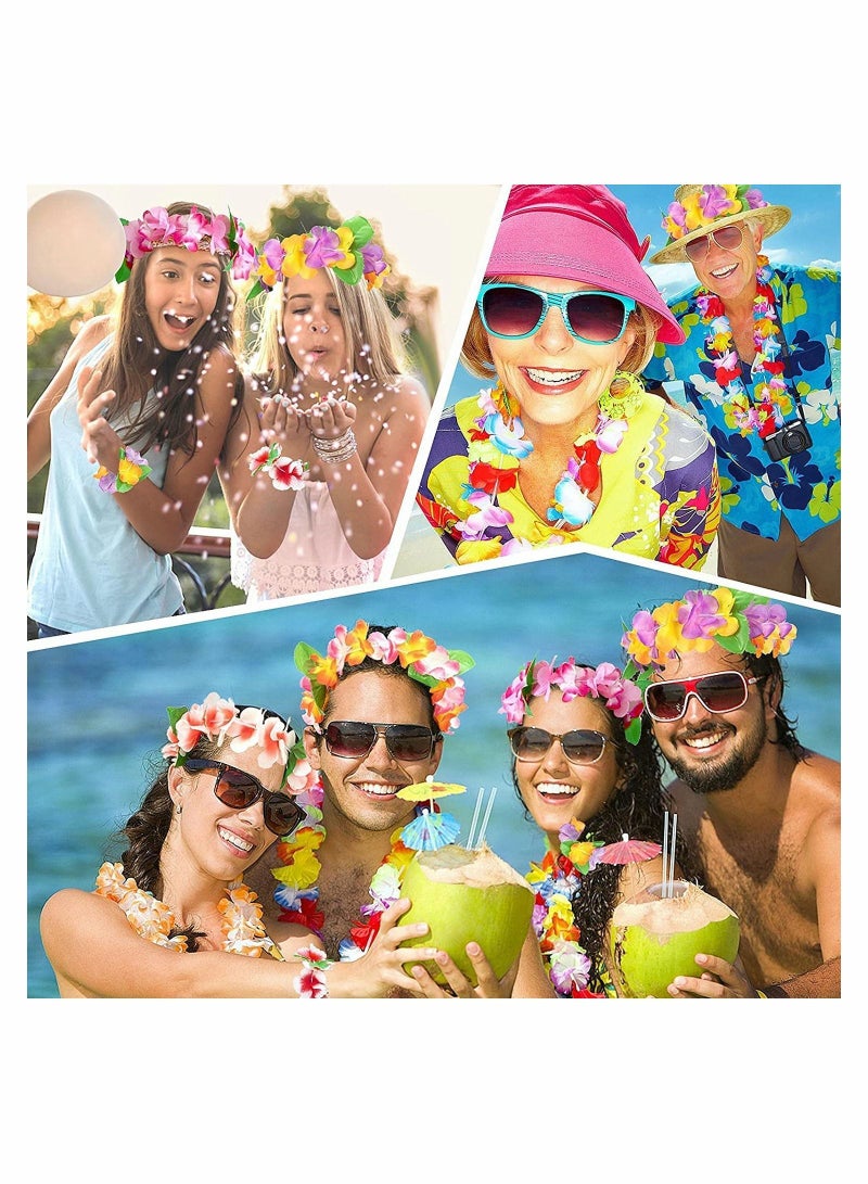 Y&D Hawaiian Wreath Headband Wristbands 24 PCS Tropical Hawaii Necklace Headpiece Bracelets Wedding Vacation Summer Beach Carnival Party Decorations  - Image 4