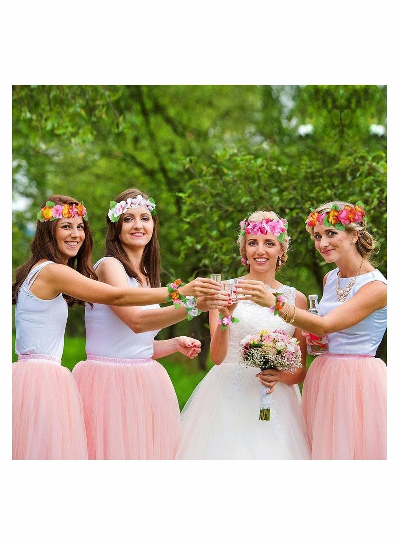 Y&D Hawaiian Wreath Headband Wristbands 24 PCS Tropical Hawaii Necklace Headpiece Bracelets Wedding Vacation Summer Beach Carnival Party Decorations  - Image 3