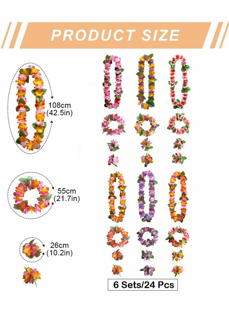 Y&D Hawaiian Wreath Headband Wristbands 24 PCS Tropical Hawaii Necklace Headpiece Bracelets Wedding Vacation Summer Beach Carnival Party Decorations  - Image 5