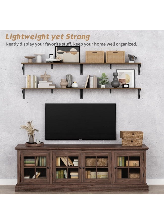 Forbena Forbena Floating Book Shelves for Wall Set of 3, 36 Inches Long Wall Bookshelf for Bedroom, Large Wood Heavy Duty Hanging Bookshelves for Books, Living Room Decor, Closet Storage (Rustic Brown)  - Image 2