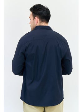 SELECTED Men Regular Fit Solid Long Sleeve Casual Shirt, Navy  - Image 3