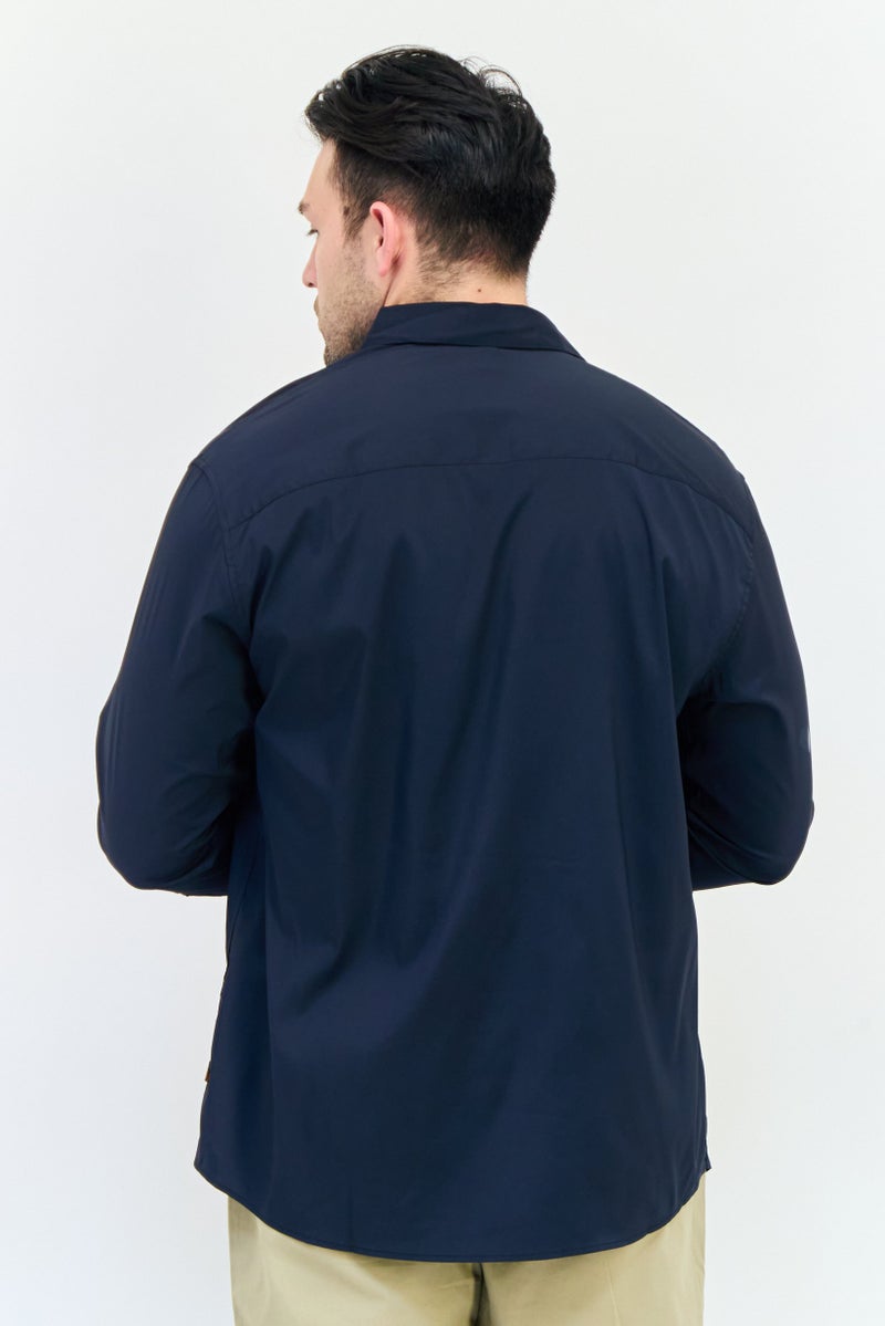 SELECTED Men Regular Fit Solid Long Sleeve Casual Shirt, Navy - Image 3