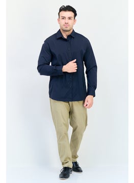 SELECTED Men Regular Fit Solid Long Sleeve Casual Shirt, Navy  - Image 2