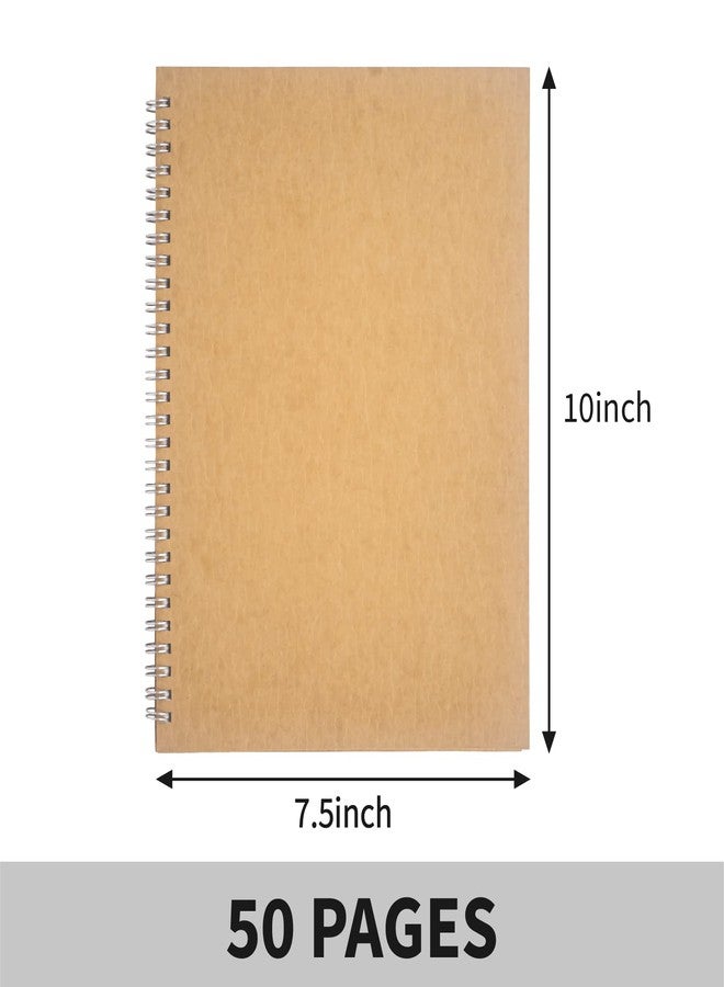 DSTELIN 10 inch x 7.5 inch, 100GSM, Blank Spiral Notebook, 1-Pack, Soft Cover, Sketch book, 100 Pages / 50 Sheets, with writing backboard, (Brown) - Image 2