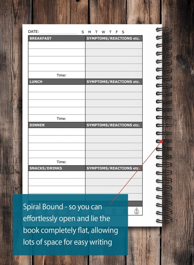 OptiLiving Publishing Food Diary and Symptom Log - Track How Your Diet Affects Your Symptoms | for IBS, Allergies, Intolerance, Crohn’s/IBD | A5 (5.8” x 8.3”) Spiral Bound - Image 4