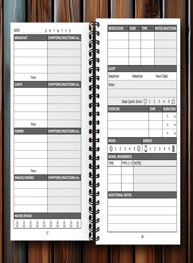 OptiLiving Publishing Food Diary and Symptom Log - Track How Your Diet Affects Your Symptoms | for IBS, Allergies, Intolerance, Crohn’s/IBD | A5 (5.8” x 8.3”) Spiral Bound - Image 3