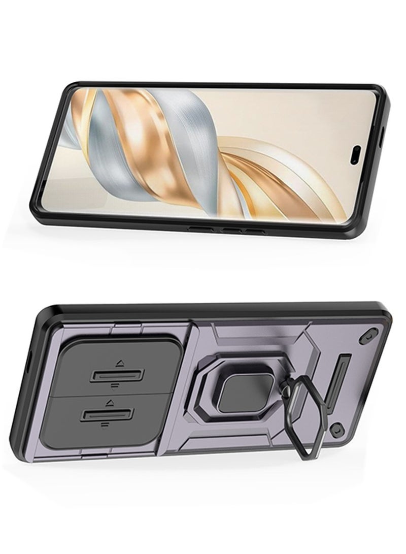 Honor X9c 5G Case Cover with Slide Camera Cover  Ring Holder,Kickstand Shell Back Cover Scratch-Resistant Shock-Absorbing Protector Accessories Kickstand Stand Magnetic Car Ring Holder Protection - Image 3