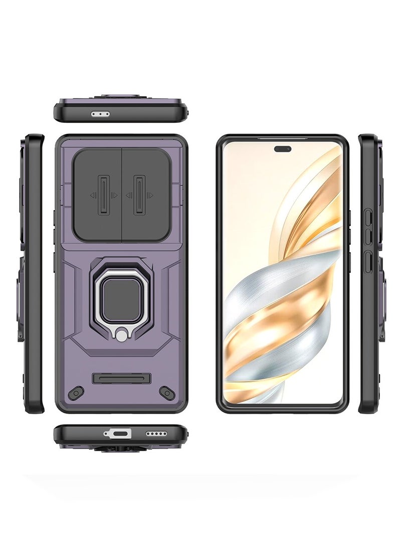 Honor X9c 5G Case Cover with Slide Camera Cover  Ring Holder,Kickstand Shell Back Cover Scratch-Resistant Shock-Absorbing Protector Accessories Kickstand Stand Magnetic Car Ring Holder Protection - Image 4