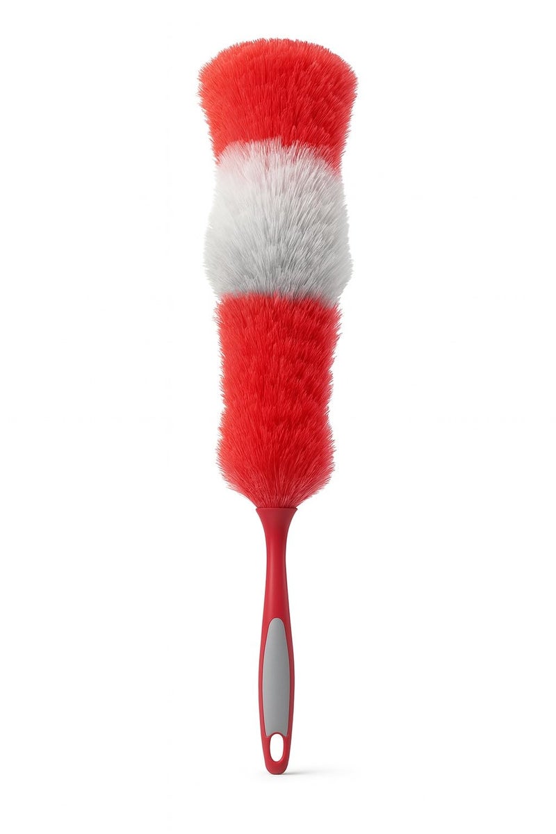 Duster Brush with Bendable Head - Car Duster Brush, Home Dust Cleaning for Furniture, Car and Office, Flexible & Washable, Reusable Soft Dust Remover (Red & Grey, E130017) - Image 1